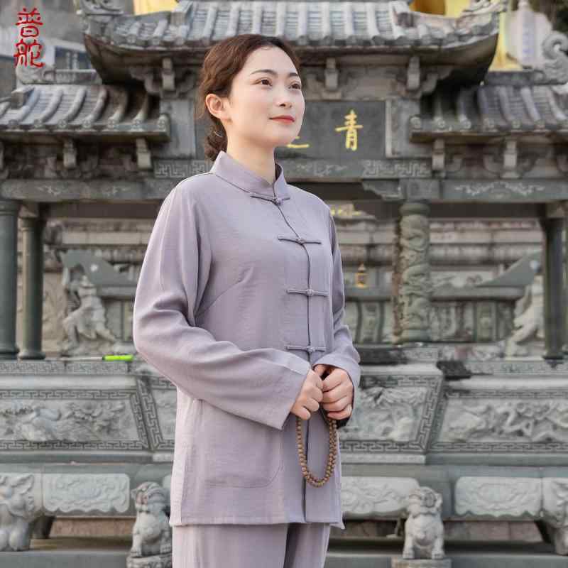 セットアップ レディース 夏 冷やりとした 好いたらしい 中国風 布名取り草 広々とした 長袖 ゆったり 通気性 烏兎 カンフースタイル