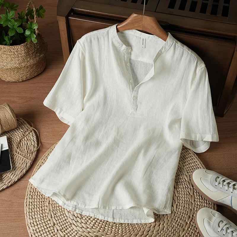 Tシャツ メンズ おしゃれ リネン 半袖 ラウンドネック ゆったり 涼しい 通気性 夏