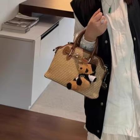 カゴバッグ レディース 春 手提げ ショルダー 斜めがけ 2way ストロー ベルト 旅行 普段使い 小さめ カジュアル 無地 黄色