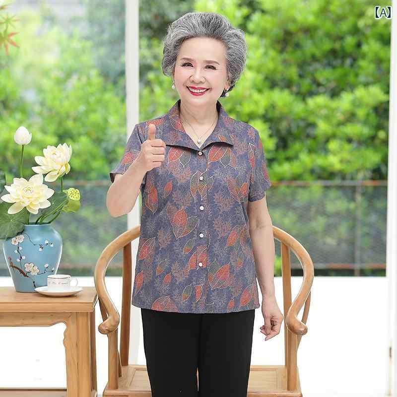 セットアップ レディース おしゃれ 快適 シニア 半袖 シャツ ワイドパンツ 花柄 ゆったり 薄手 夏 60代 70代 母親 大人 カジュアル 上品