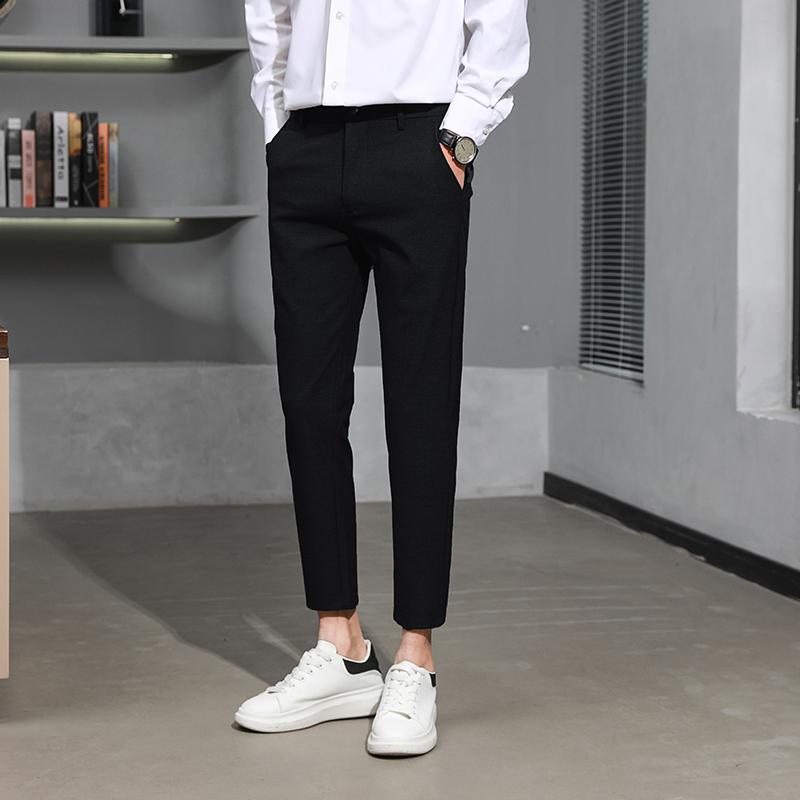 九分パンツ メンズ おしゃれ カジュアル 韓国 春秋 スリムパンツ 黒 シンプル ビジネス ストリート きれいめ 長ズボン