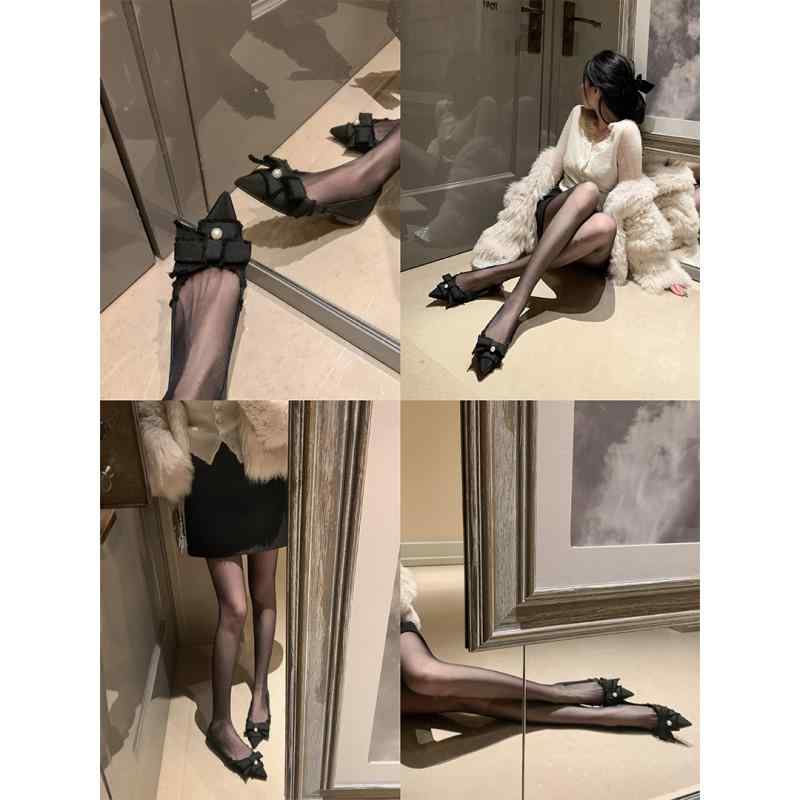パンプス レディース 尖頭 シュロの葉 パール かざり付ける 木目細か 踵 御芽出度 通い 分かりやすい 雅びやか 黒 雅びやか