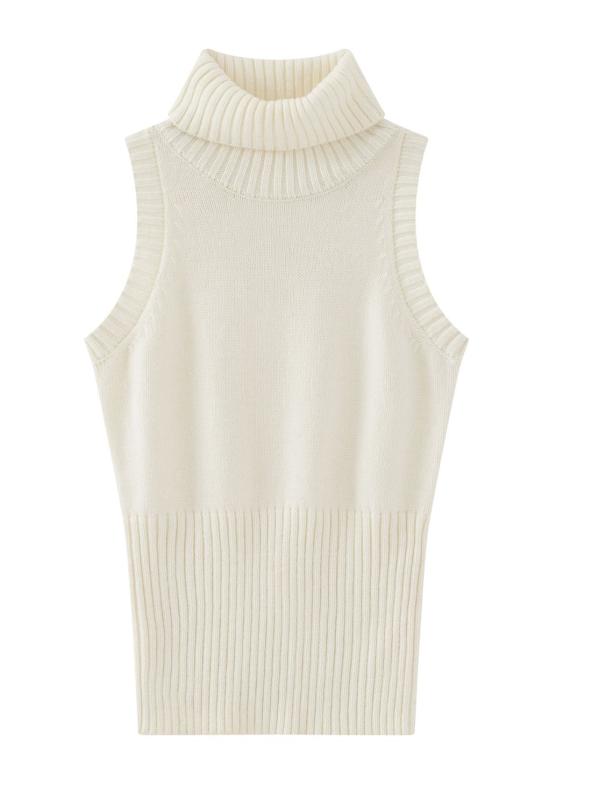 ノースリーブ ニット タートルネック レディース おしゃれ セクシー フィット シンプル スリム 体型カバー 上品 コーデ 無地 きれいめ