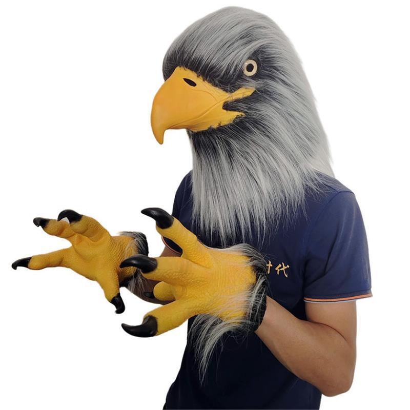 コスプレ ラテックス イーグル マスク 爪 手袋 クローグローブ ふわふわ ハロウィン パーティー パフォーマンス 舞台 仮装 撮影 小道具 小物 個性的 かっこいい 黒 白 黄