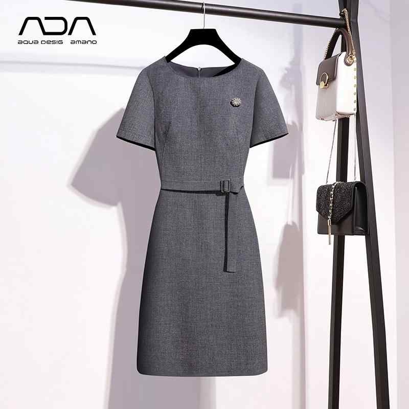 ワンピース レディース きれいめ 夏 グレー 薄手 半袖 上品 オフィス 仕事用 美容院 宝石店 接客 シンプル｜フロントップ店 8,147円