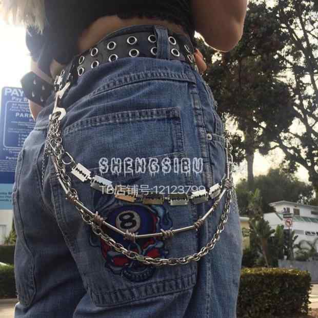 チェーン メンズ おしゃれ レディース パンク ストリート 刀片 ウエスト チェーン ネックレス マルチ ハンドメイド 暗黒系 飛行機パイロット風 アクセサリー