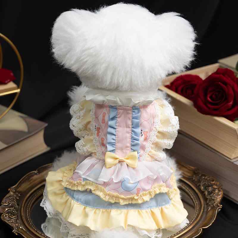 犬 服 御嬢さん 愛くるしげ 小型 手あそびプードル シュナウツァー 猫 風 ロリータ 衣裳 フラウンス スピード競技 抜け毛押しとどめる 通気性 お出かけ 活動写真映画化