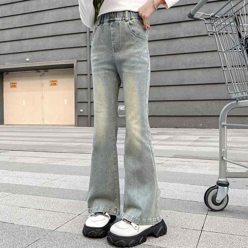 フレアパンツ 女の子 子供 カジュアル 長ズボン キッズ 春秋 夏 薄手 デニム ストレッチ 大人っぽい おしゃれ