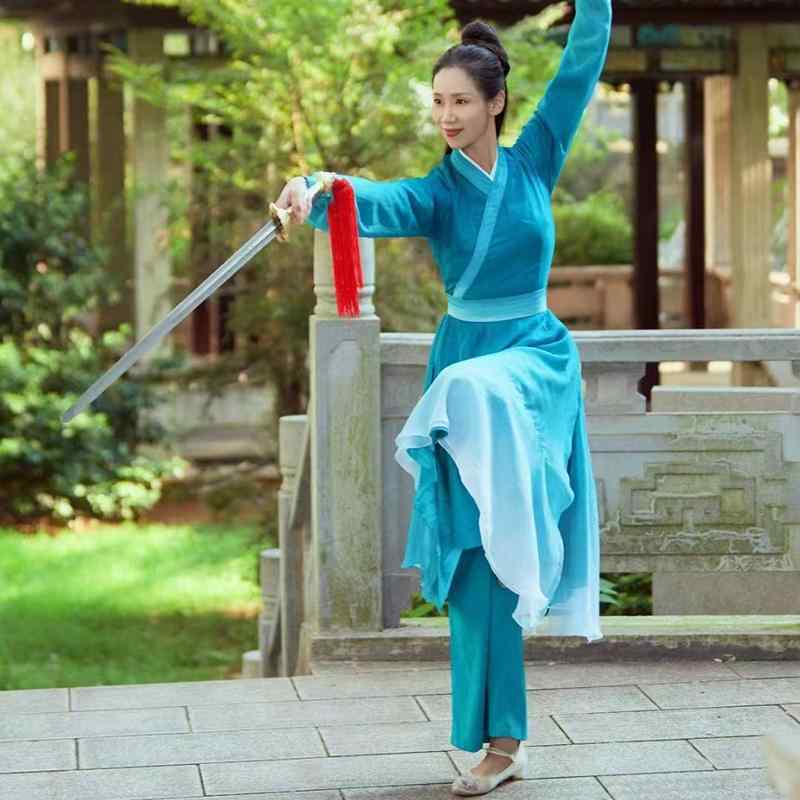 セットアップ レディース 今めかしい 上下 中国風 レトロ 踊り 民族 監督 一こま お召しもの 武侠風 読み合わせる用 長袖 ロング丈 ひらひら