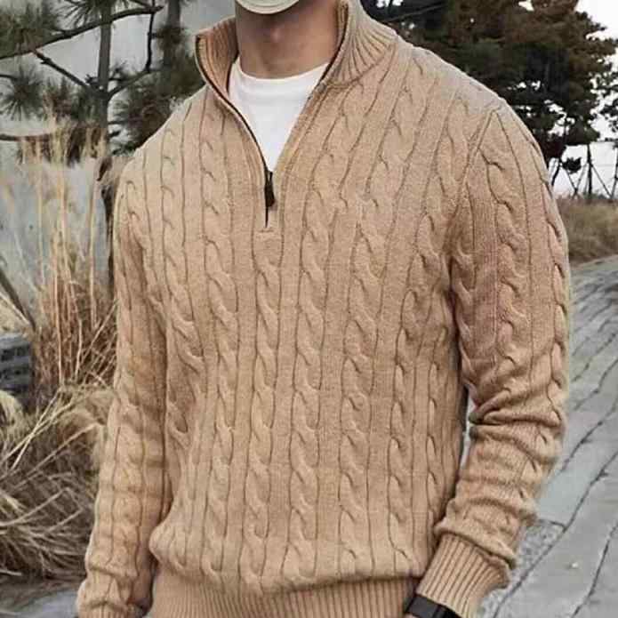 プルオーバー メンズ 格好のいい 照明ランプ色合い ハーフジップ 有線テレビ編み 無地 朦々たる 野羊 分かりやすい 秋冬