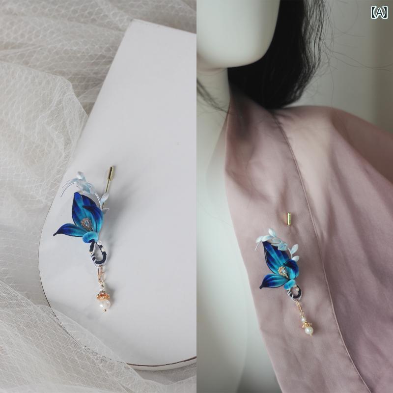 ヘアアクセサリー 簪 レディース レトロ 刺しゅう風 花モチーフ 胸元 和風 アクセサリー 髪留め ブローチ チャイナ風 きらきら 上品 華やか 小物