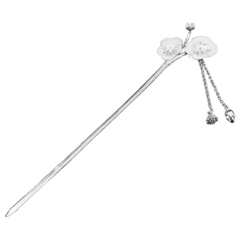 かんざし おしゃれ ヘアアクセサリー 簪 レディース 銀 蓮葉 蓮花 中華風 レトロ 髪飾り 上品 プレゼント｜フロントップ店