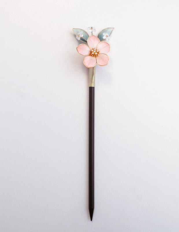 かんざし おしゃれ 簪 花柄 桃花 木製 中華風 伝統 ヘアアクセサリー 花柄 万能 上品