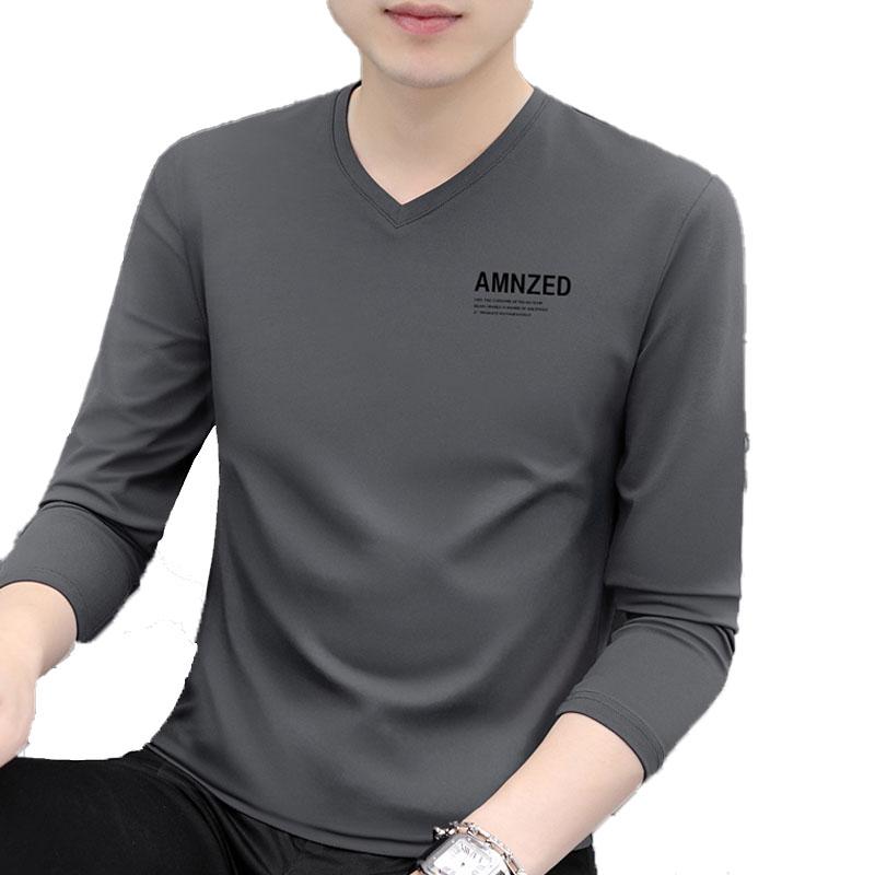 長袖tシャツ メンズ おしゃれ 秋冬 vネック 綿 スリム トップス カジュアル シンプル インナー 無地 春秋 着回し 男性
