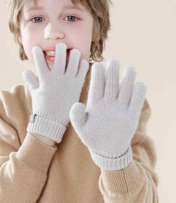 手袋 子供 キッズ かわいい 秋冬 男の子 女の子 ウール 手編み 暖かい 無地 柔らかい 五本指 可愛い