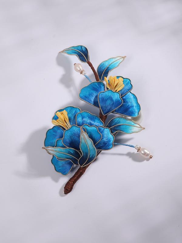 ブローチ レディース フォーマル おしゃれ ハンドメイド 古風 中国風 花モチーフ ・委点翠 伝統工芸 上品 アクセサリー