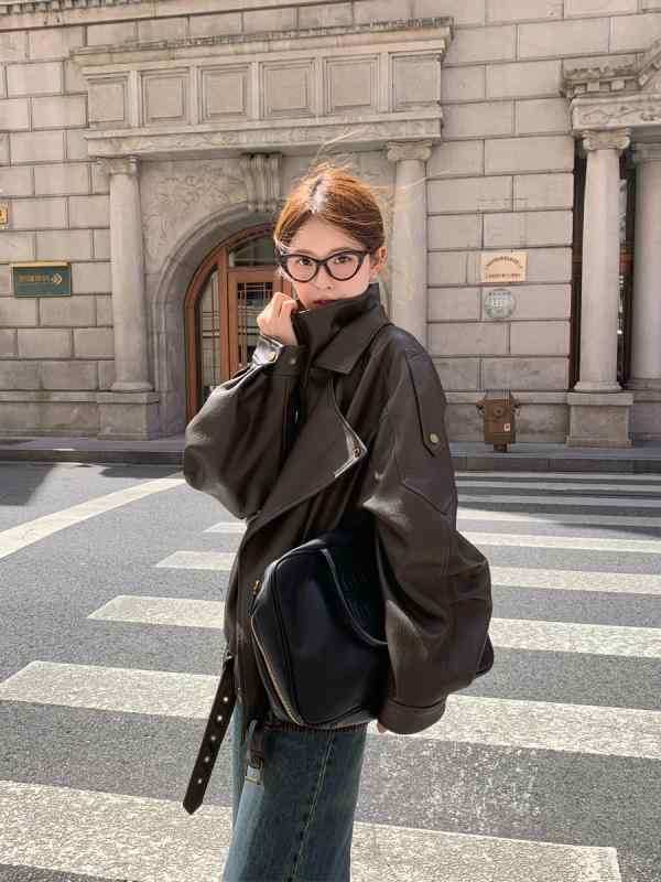 上衣 レディース 今めかしい 黒いこと ビッグ影ぼうし 冷やりとした アメリカン 秋 フェイクレザー 心地好い