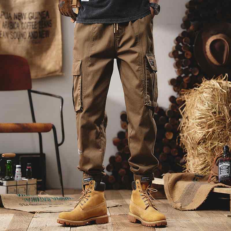 カーゴパンツ メンズ おしゃれ カジュアル 長ズボン 秋冬 ビッグシルエット 裾絞り ヴィンテージ風 アメリカン ミリタリー ポケット 暖かい