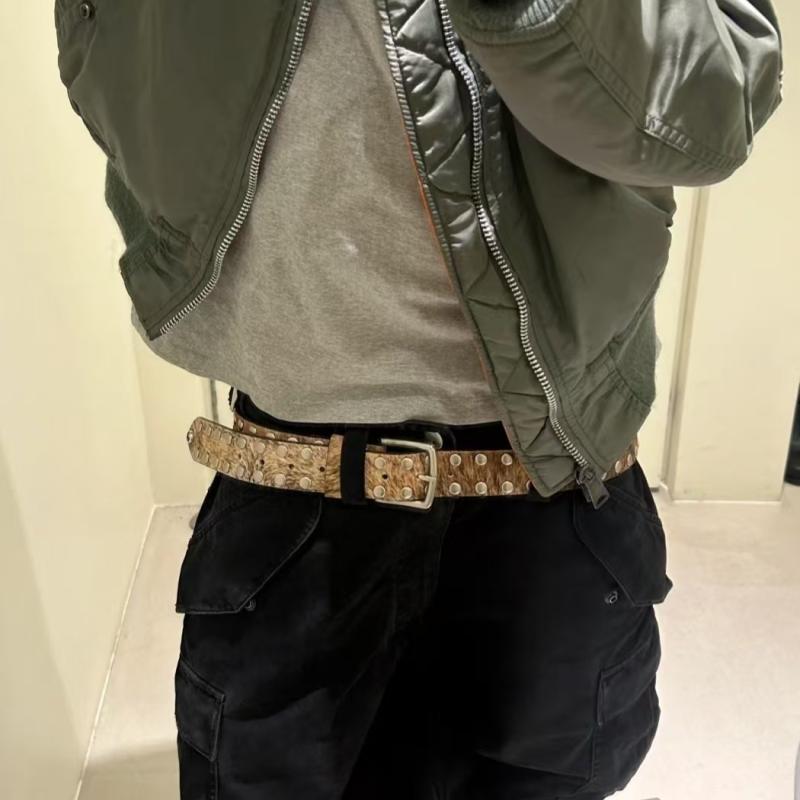 ベルト レディース おしゃれ グラデーション レザー メンズ 合金 バックル 茶色 カジュアル おでかけ 普段使い スタッズ ストリート レトロ