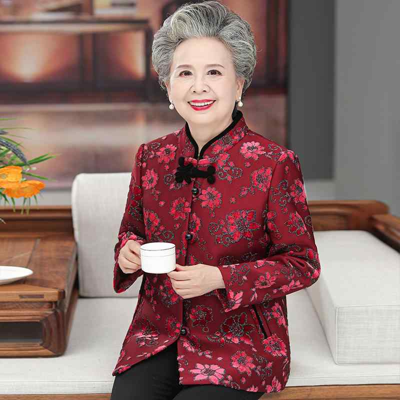 上衣 レディース 今めかしい 年がしら 成人女性服 60代 亭主持ち 春 長袖 中国風 花柄 照明ランプ色つや 名取り草 フォーマル 婚宴 お母さん 御祭り 敬老会