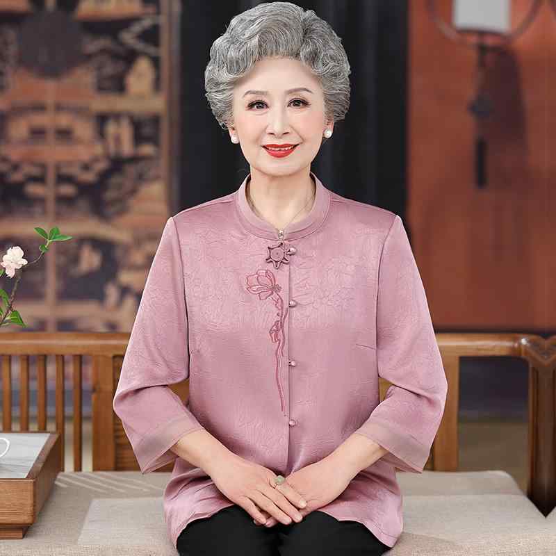 シャツ レディース おしゃれ シニア 婦人服 60代 夏 中国風 唐装 中国風 中国風 七分袖 花柄 結婚式 お祝い 上品 ゆったり 大きいサイズ|フロントップ店
