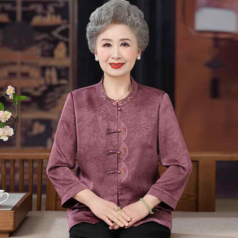 プルオーバー レディース 今めかしい 年がしら 成人女性服 60代 華燭の典 御祭り 年長 中国風 七分袖 赤いこと フォーマル ジャカード