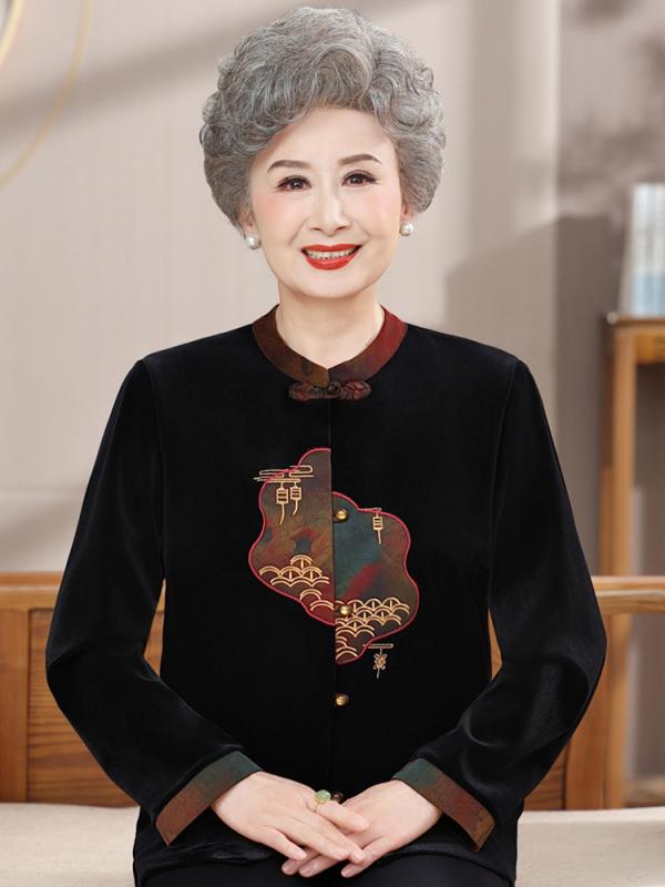 長袖 トップ レディース 今めかしい 年がしら 成人女性服 60代 烏兎 中華風 前食い違い 赤 華燭の典 寿宴 御祭り用 上衣風 アウター 窈窕たる 中国風