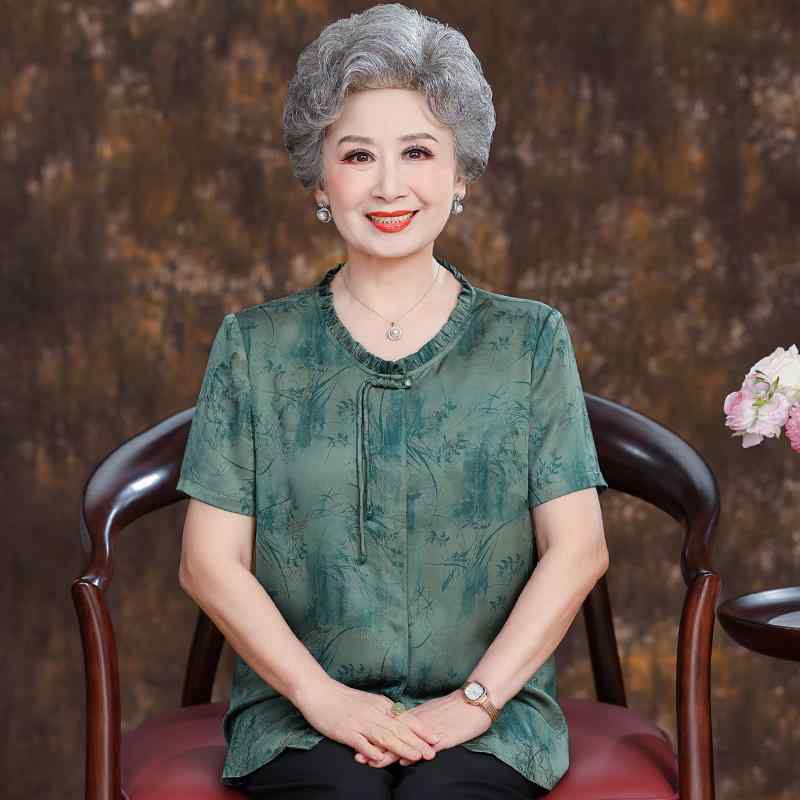プルオーバー レディース 今めかしい 年がしら 成人女性服 60代 夏 半袖 中国風 窈窕たる 柄 フォーマル 好いたらしいめ お母さん 亭主持ち