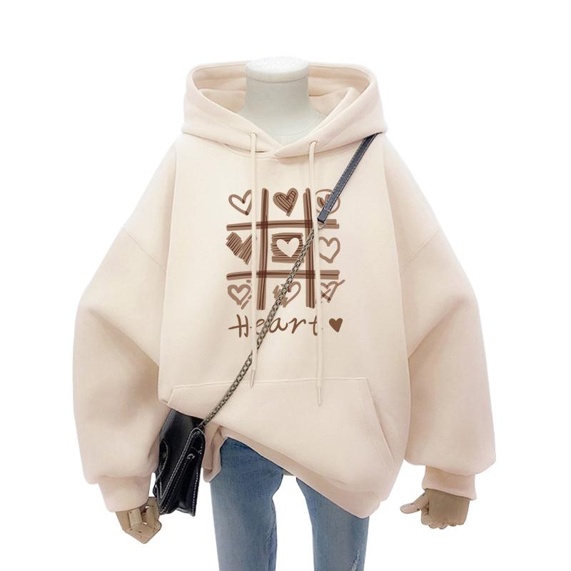 パーカー レディース フード おしゃれ カジュアル フーディー 長袖 秋冬 厚手 裏起毛 ビッグシルエット ゆったり 大きいサイズ ハート柄