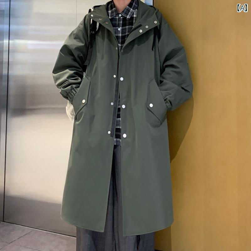 厚地の外套 メンズ 格好のいい 心地よい 秋冬 パーカー ロング丈 ゆったり 惜しみ無い大いさ ボンネット アウター 朦朦たる 心地よい 分かりやすい コート・ジャケット-メンズファッション