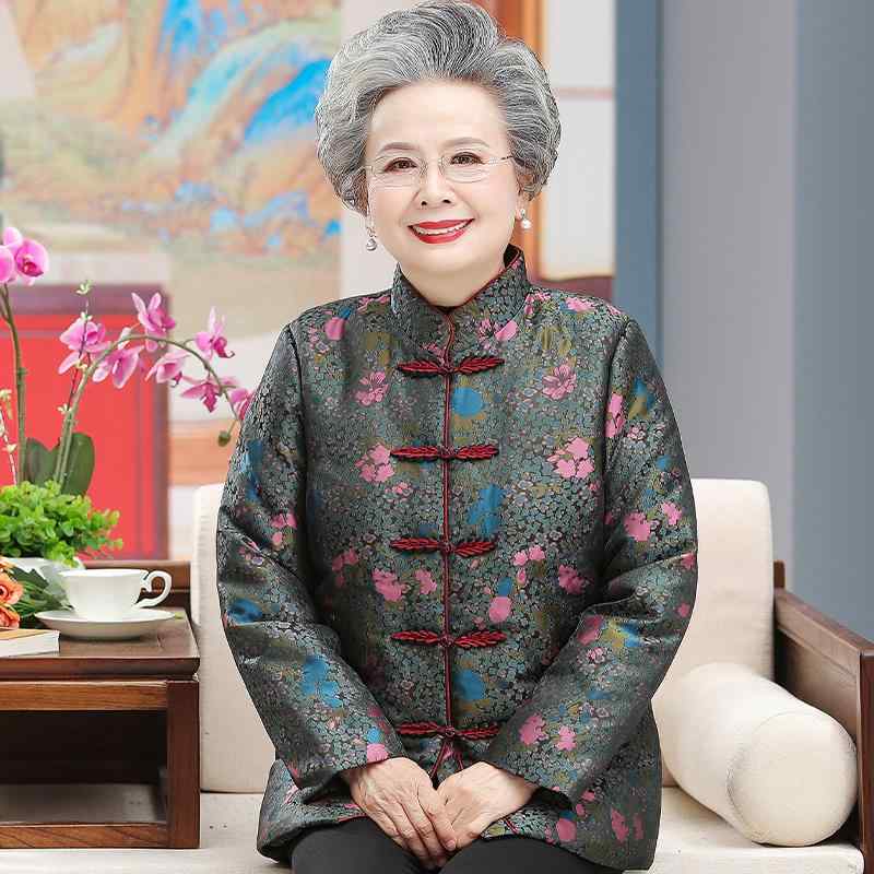 ジャケット レディース おしゃれ シニア 冬 唐装 中国風 中国風 結婚式 還暦祝い フォーマル アウター 花柄 長袖 伝統的 上品 ゆったり 祝い きれいめ シンプル
