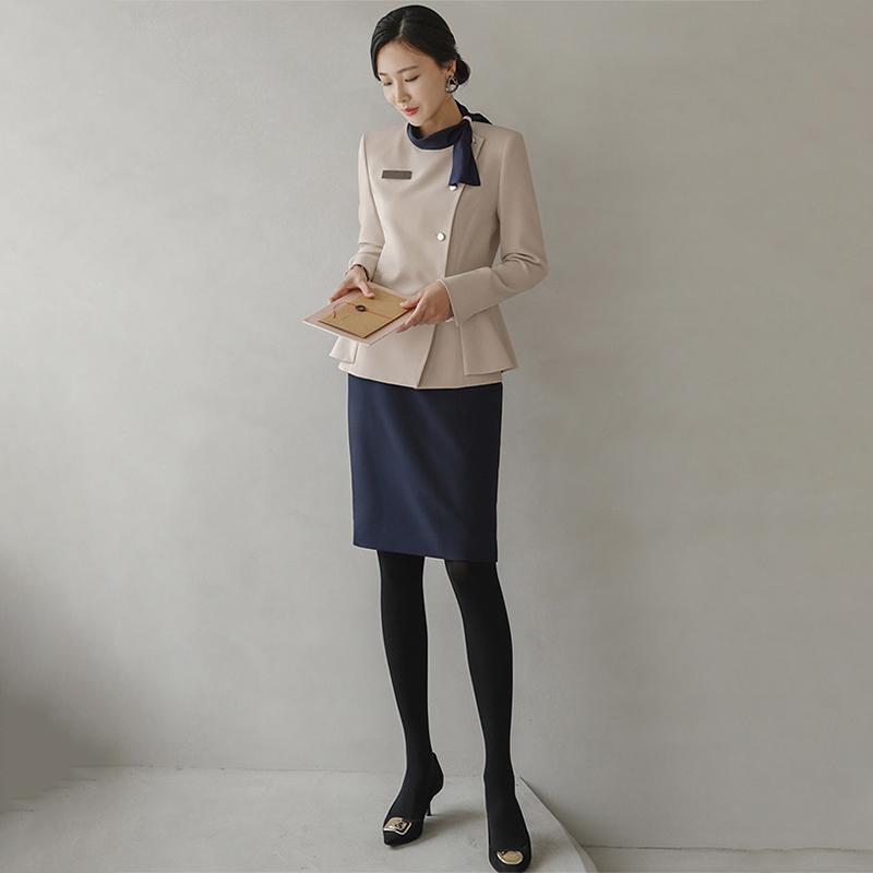 エステ ユニフォーム 制服 おしゃれ セットアップ レディース 韓国 フォーマル オフィス ホテル 受付 ビジネス 美容 エレガント 長袖 スーツ レディース シンプル 上品｜フロントップ店