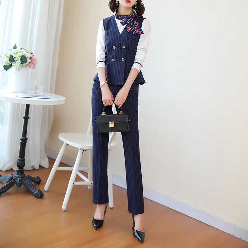 エステ ユニフォーム 制服 おしゃれ セットアップ レディース 秋 ホテル フロント 受付 KTV 空港スタッフ オフィス フォーマル 上品 長袖 ジャケット パンツ リボン シンプル
