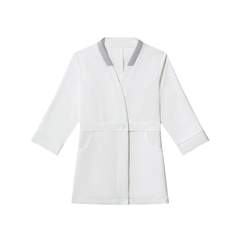 エステ ユニフォーム 制服 おしゃれ ジャケット レディース サロン スパ サロン 仕事着 秋冬 上品 シンプル 無地 白 きれいめ オフィス スタンドカラー