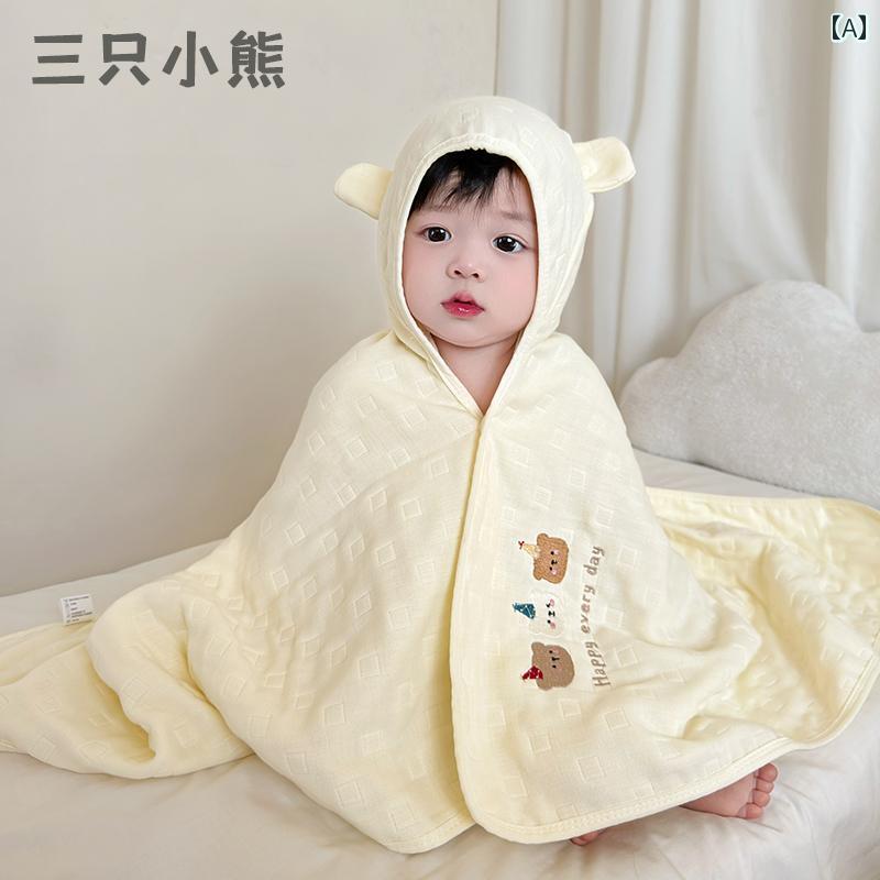 バスローブ ベビー キッズ 新生児 子供用 ガーゼ 6重 綿 超ソフト 柔らか 吸水 速乾 大判 フード付き バスタオル 湯上りローブ お風呂上がり 快適 アイボリー ホワイト くま柄 ハート柄