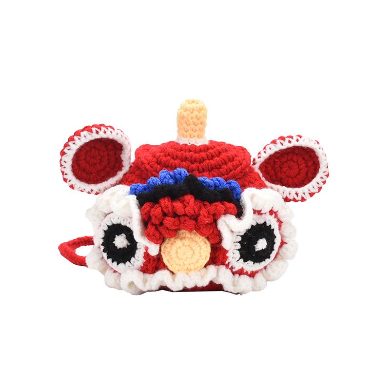 バッグ キッズ 子供用 レディース 秋冬 新年 獅子 虎モチーフ かわいい キャラクター かぎ針編み ニット 毛糸 斜め掛け ショルダー スマホポーチ 携帯ケース 普段使い