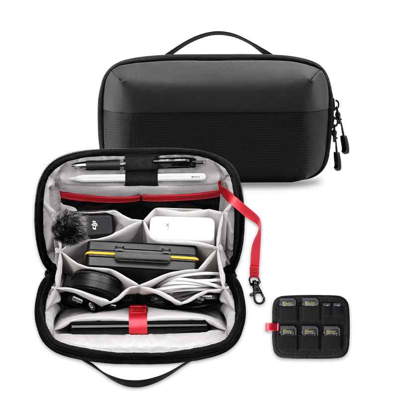 トラベルポーチ デジタル機器 収納ケース ガジェットポーチ 多機能 モバイルアクセサリー 整理 保護 防水 耐摩耗 持ち運び便利 出張 旅行用 コンパクト ブラック ネイビー グリーン