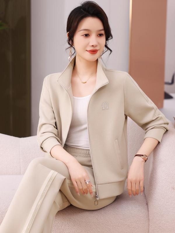 セットアップ レディース 烏兎 照明ランプ色つや 流汗 調教師 長袖 ロングズボン下 伸縮性 今めかしい 普段使い走り 心地好い 2点仕掛ける 背広