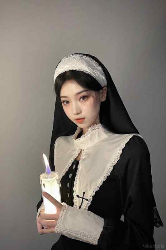 ハロウィン コスプレ 大人 レディース 衣装 シスター 修道女 制服 ワンピース 長袖 Aライン スリム シルエット ポリエステル 混紡 秋冬 ヘアアクセサリー レース 黒