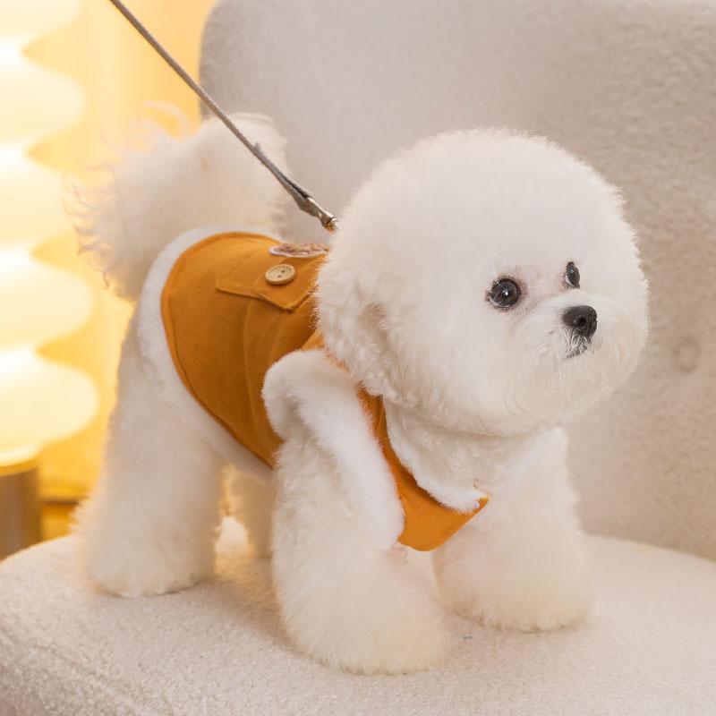 ドッグウェア 小型犬用 秋冬 防寒 中綿入り コットンウェア リード穴付き ビションフリーゼ テディ コーギー ポメラニアン ポリエステル カジュアル 普段使い お散歩 お出かけ 暖かい