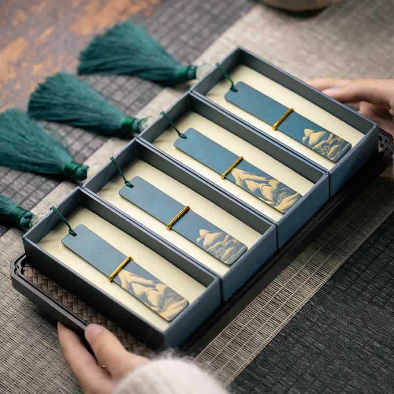 しおり 千里江山 金管楽器 古典派音楽 中国風 金属元素製 文具 ステーショナリー  細かくな 読みもの 今めかしい 雅びやか オリジナル性的 事務室 書屋 一皿型