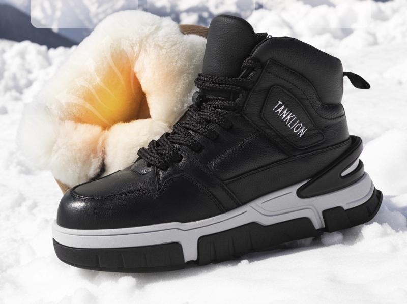 スノーブーツ メンズ 成人男性用 羊肉 保温 防寒 厚底 遊撃手丈 冬用 冬季 普段使い走り アウトドア 心地よいシューズ ラバーソール ファスナー開閉 黒 赤銅色