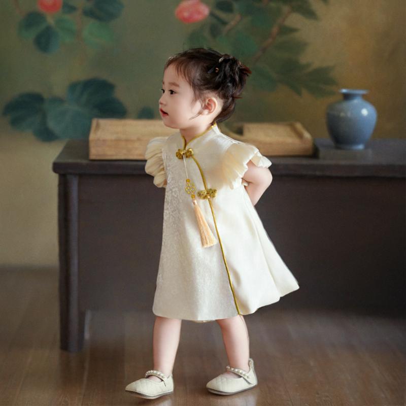 衣裳 お嬢さん もの言う花 キッズ 1歳の生まれ落ちる日 選び取り 生まれ落ちる日寄り合い 御祝い フォーマル 中国風 唐装 姫御前御召しもの フラウンス衣袂 春夏