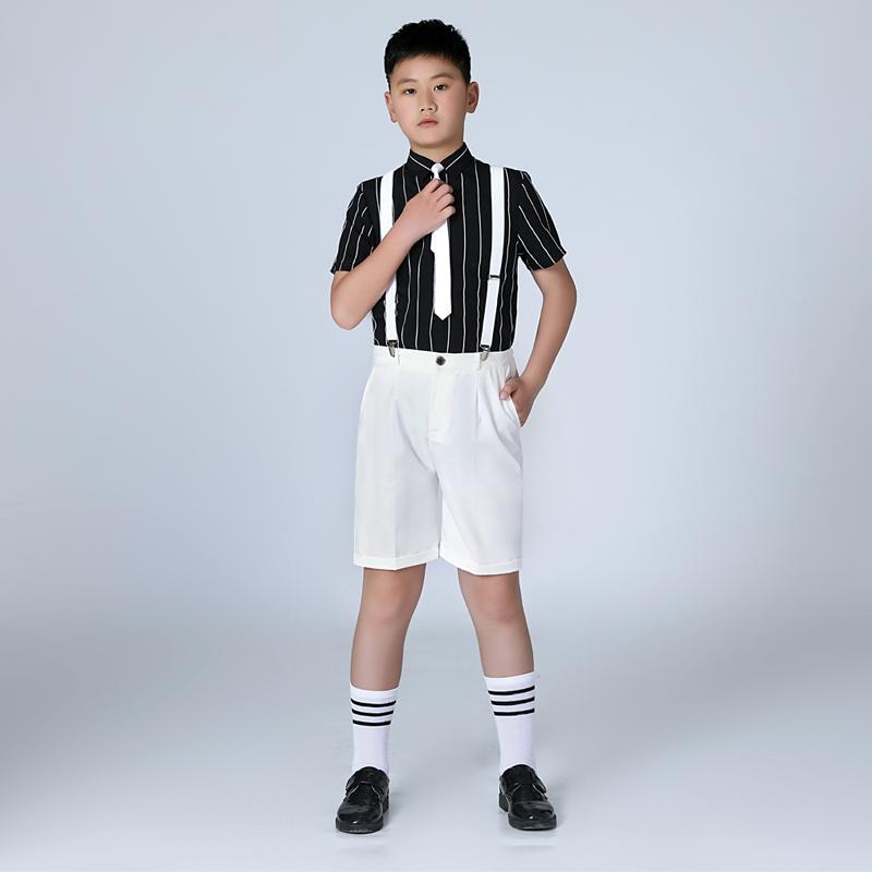 キッズ 男の子 フォーマルスーツ ぽっちゃり体型 大きいサイズ ゆったり 綿 薄手 夏 サスペンダーパンツ セットアップ ネイビー ブラック ホワイト 発表会 演奏会 入学式 卒業式 結婚式 パーティー
