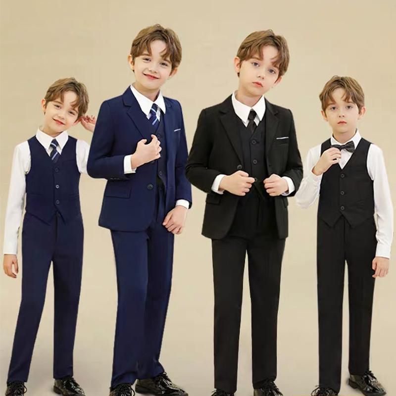 フォーマルスーツ キッズ 男の子 黒 青 ピアノ発表会 演奏会 結婚式 リングボーイ 卒業式 入学式 七五三 セレモニー イベント スーツ セットアップ ポリエステル混紡 おしゃれ