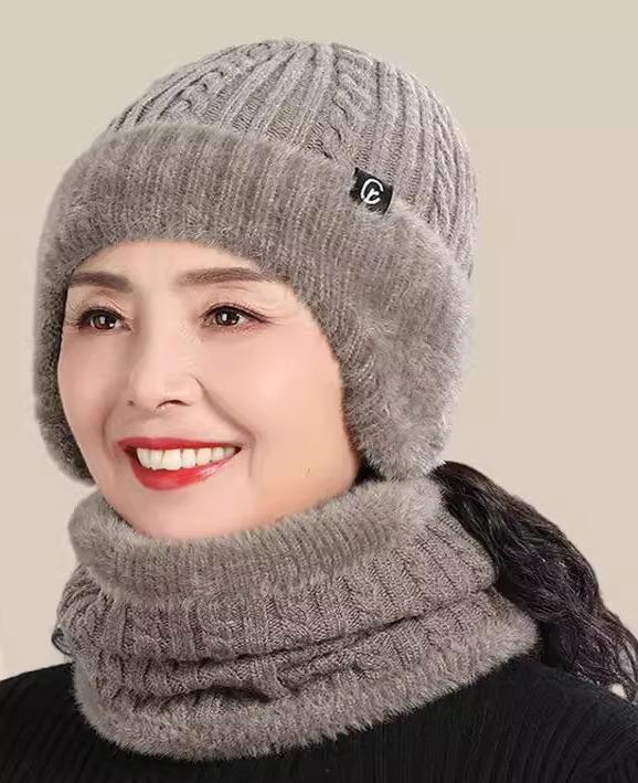 ニット帽 レディース ミセス シニア ママ 婦人 ウール混 ウール 厚手 暖かい あったか 保温 防寒 耳当て 耳保護 イヤーマフ 丸型 普段使い お出かけ エレガント 秋冬 ブラック カーキ ワインレッド
