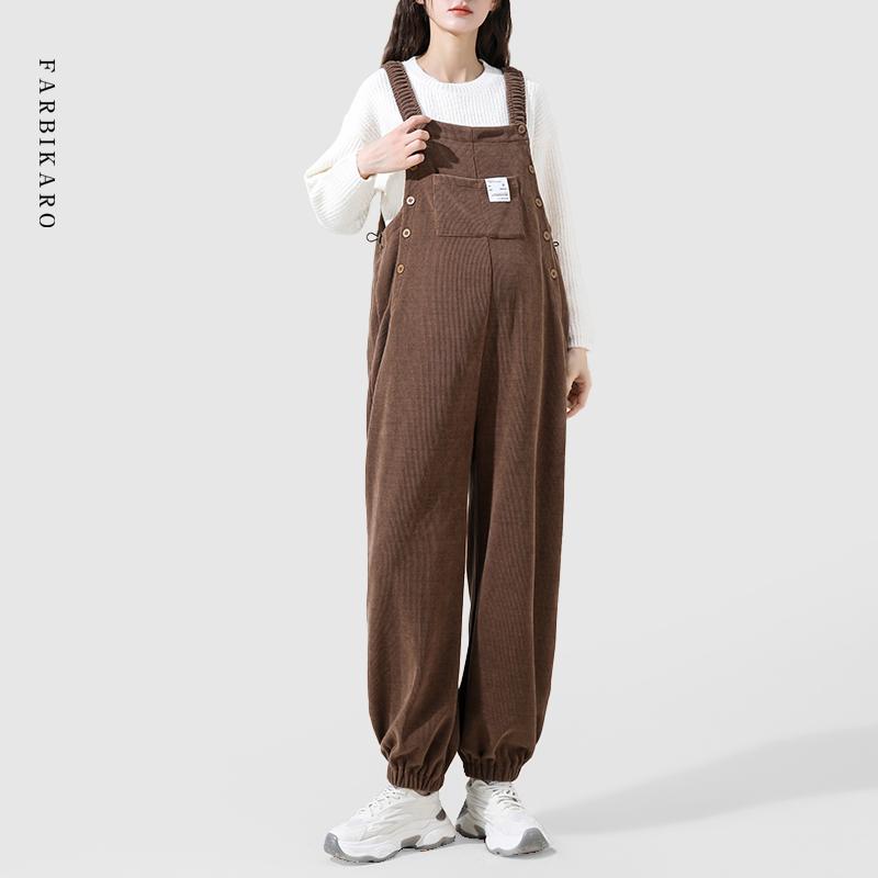 サロペットパンツ レディース マタニティ 妊婦用 コール天 ゆったり テーパード 厚地の外套櫂 低身たけ 小っちゃいさん向け 托腹役立つこと 土手っ腹受け支える 年月 ロング丈