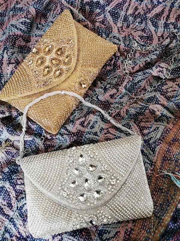 バッグ レディース インド 手作り ビーズ刺繍 クラッチ ショルダーバッグ 宴会 結婚式 パーティー フォーマル チャイナドレス 正装 華やか エレガント 小ぶり|フロントップ店