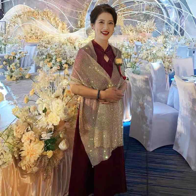 ショール レディース 女性用 ママ 母親 祖母 結婚式 披露宴 二次会 パーティー フォーマル お呼ばれ チャイナドレス 礼服 羽織り ボレロ レース メッシュ シースルー ラインストーン 薄手 ロング丈 ポリエステル エレガント ゴールド レッ
