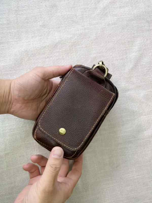 ウエストポーチ メンズ 男性用 スマホポーチ 携帯ケース ウエストバッグ ヒップバッグ ショルダーバッグ 本革 牛革 クレイジーホースレザー レトロ ヴィンテージ風 多機能 縦型 ベルト通し 斜め掛け コーヒー ブラウン ブラック